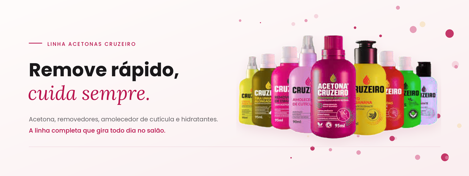 Linha Acetonas Cruzeiro - Remove rápido, cuida sempre